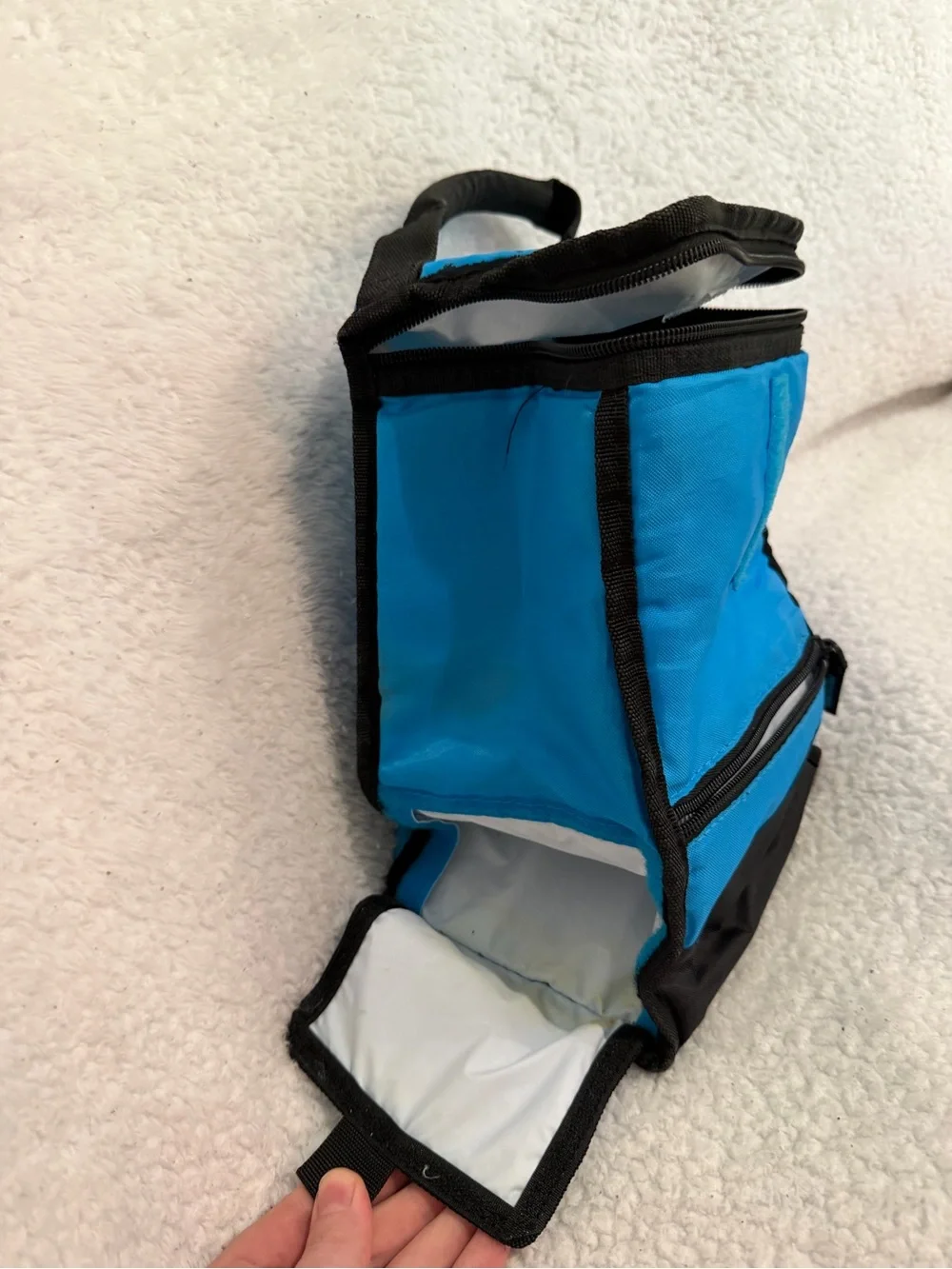 Blue Insulated Lunch Bag with Black Trim